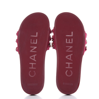 Chanel Satin Chain Flat Sandals 38 Dark Fuchsia 5 of 10
