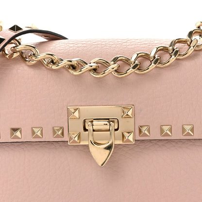 Valentino Garavani Pebbled Calfskin Rockstud Flip Lock Chain Crossbody Bag Poudre 7 of 11