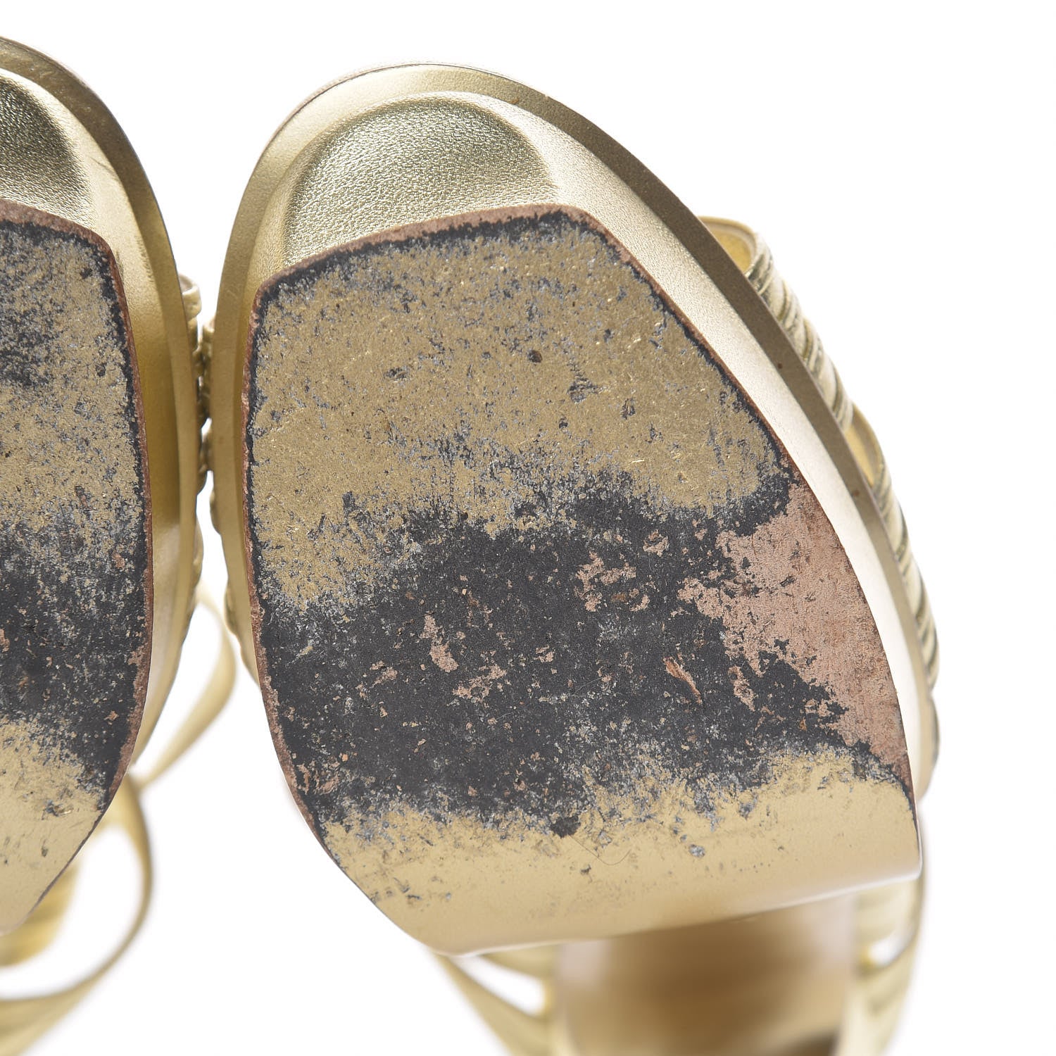 Saint Laurent Metallic Nappa Tribute 105 Platform Sandals 38.5 Gold 10 of 14