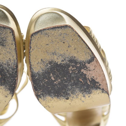 Saint Laurent Metallic Nappa Tribute 105 Platform Sandals 38.5 Gold 10 of 14