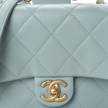 Chanel Lambskin Quilted Small Circular Handle Bag Blue 10 of 11