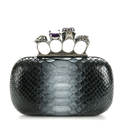 Alexander McQueen Python Knuckle Box Clutch Black Silver 1 of 8