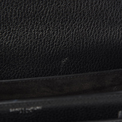 Saint Laurent Grained Calfskin Medium Monogram Sunset Satchel Black 7 of 13
