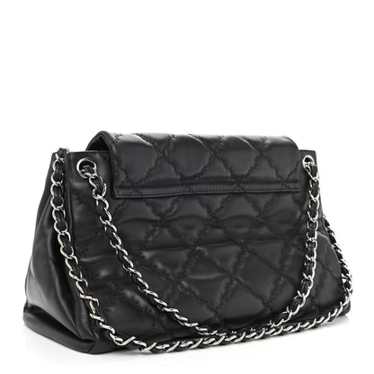 Chanel Calfskin Double Stitch Large Hamptons Flap Bag Black 3 of 11