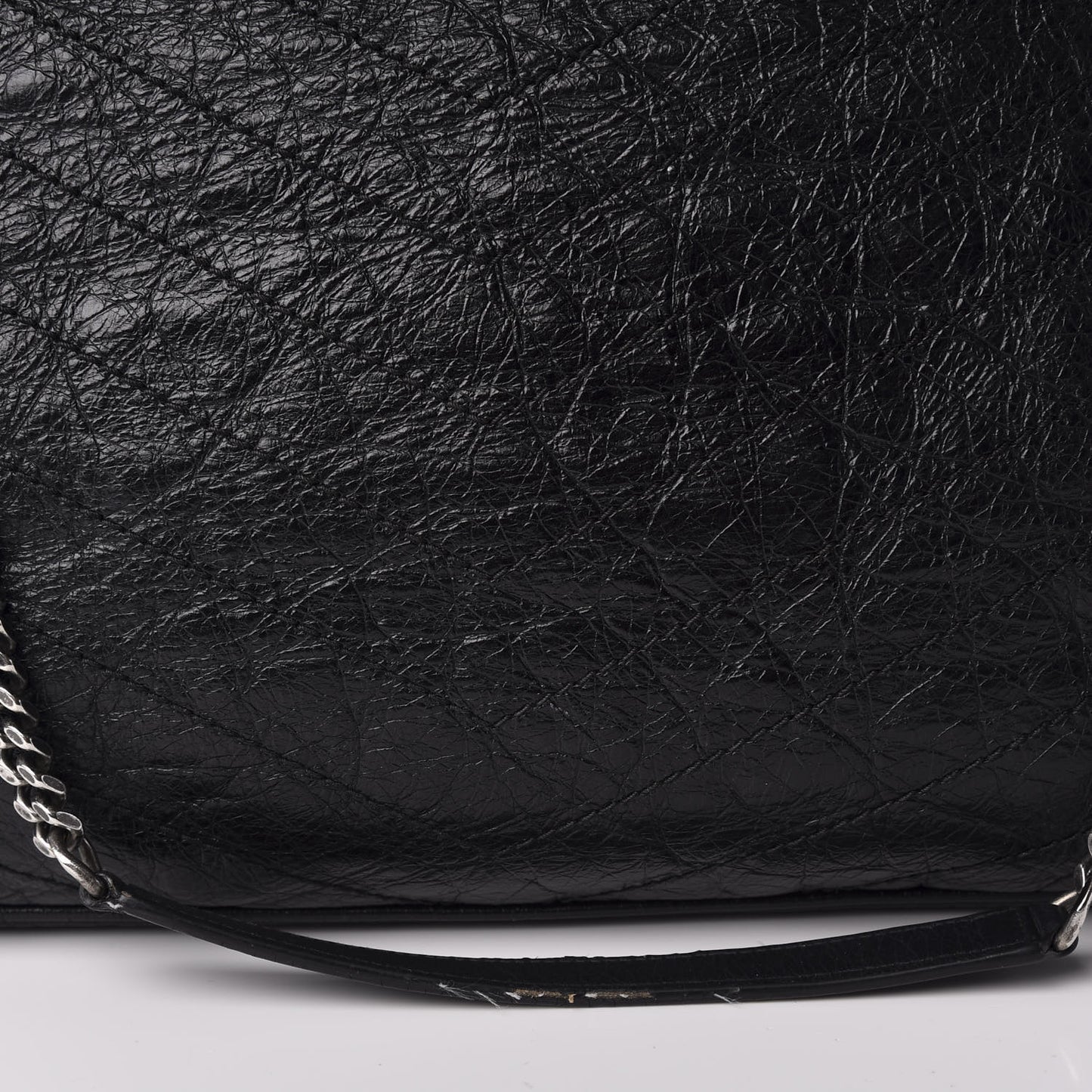 Crinkled Calfskin Matelasse Monogram Large Niki Shopping Tote Bag Black