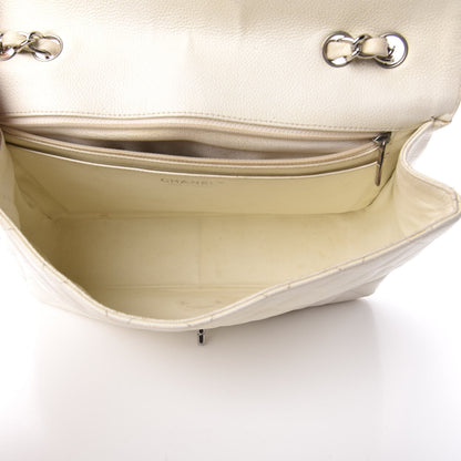 Chanel Caviar Quilted Jumbo Single Flap White 5 of 13