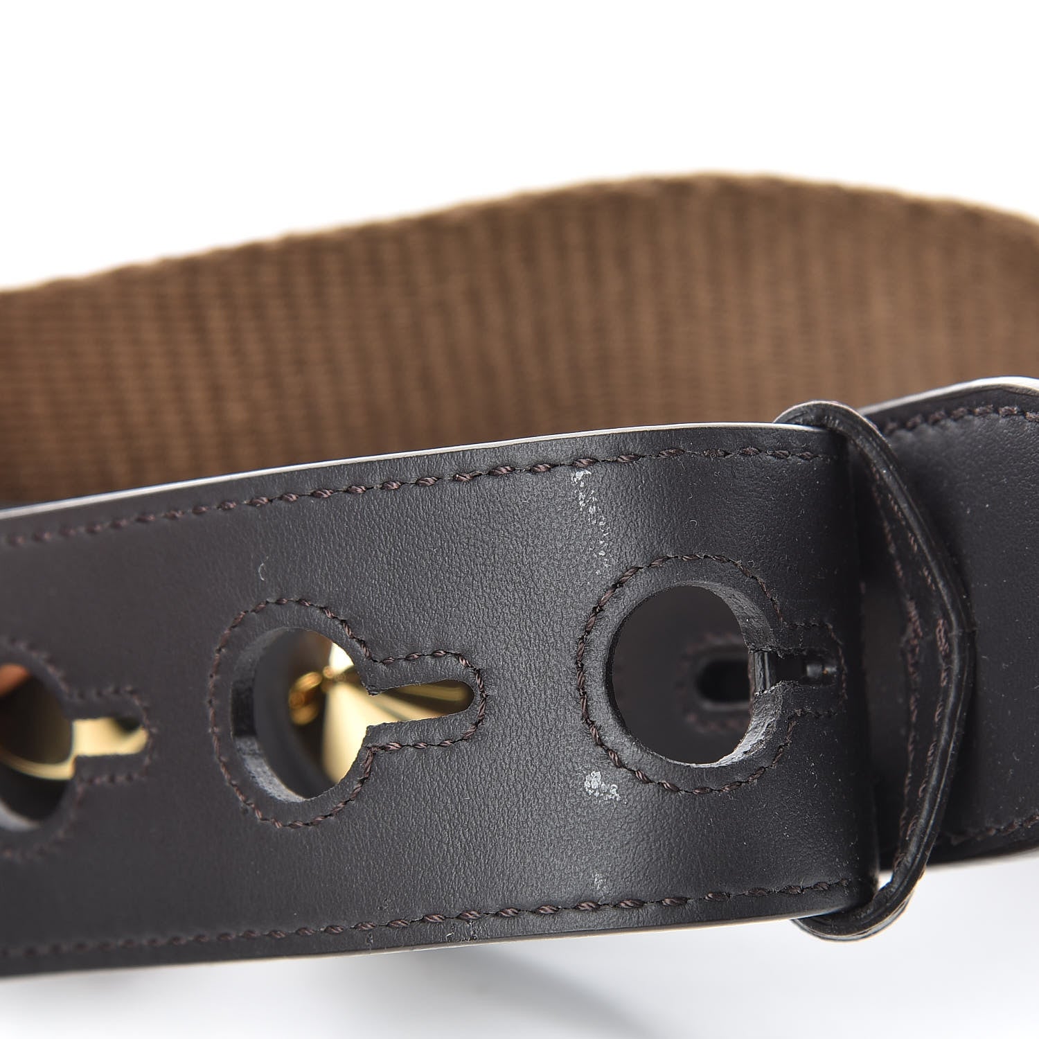 Fendi Ribbon Vitello Century FF 1974 Studded Strap You Fango Marrone Ebano 5 of 5