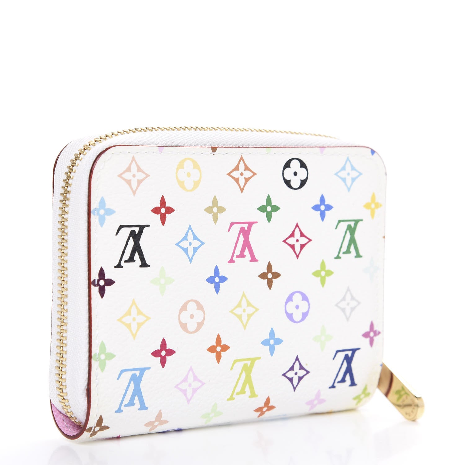 Louis Vuitton Monogram Multicolor Zippy Coin Purse Wallet White Litchi 3 of 6