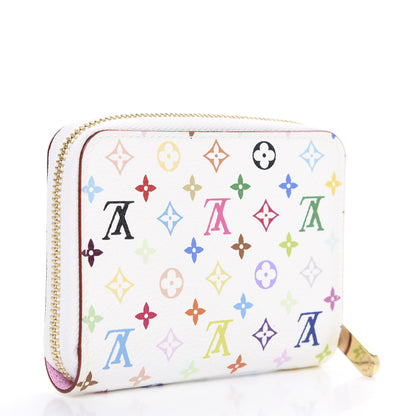 Louis Vuitton Monogram Multicolor Zippy Coin Purse Wallet White Litchi 3 of 6