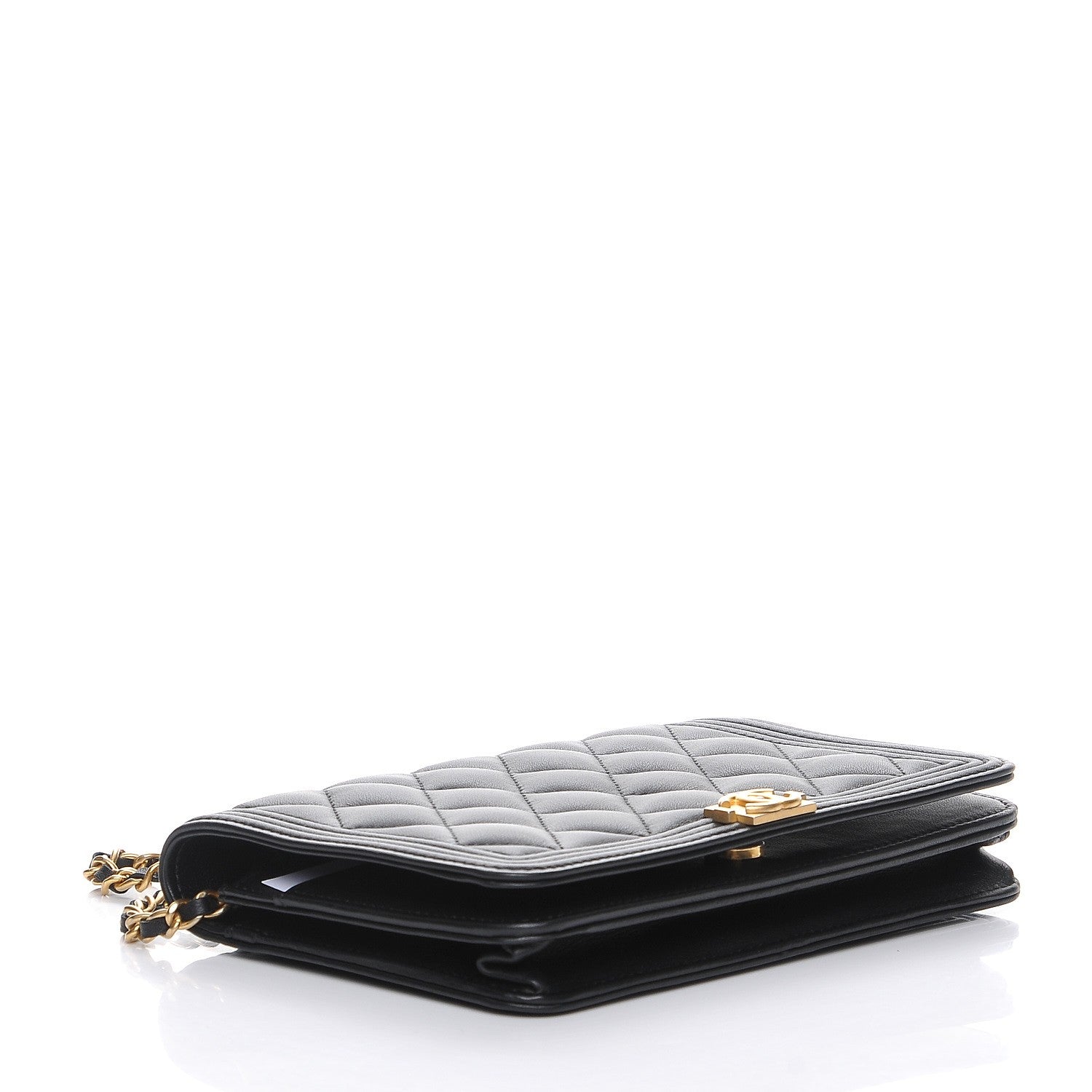 Chanel Calfskin Quilted Boy Wallet On Chain WOC Black 4 of 10