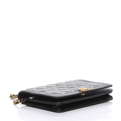 Chanel Calfskin Quilted Boy Wallet On Chain WOC Black 4 of 10