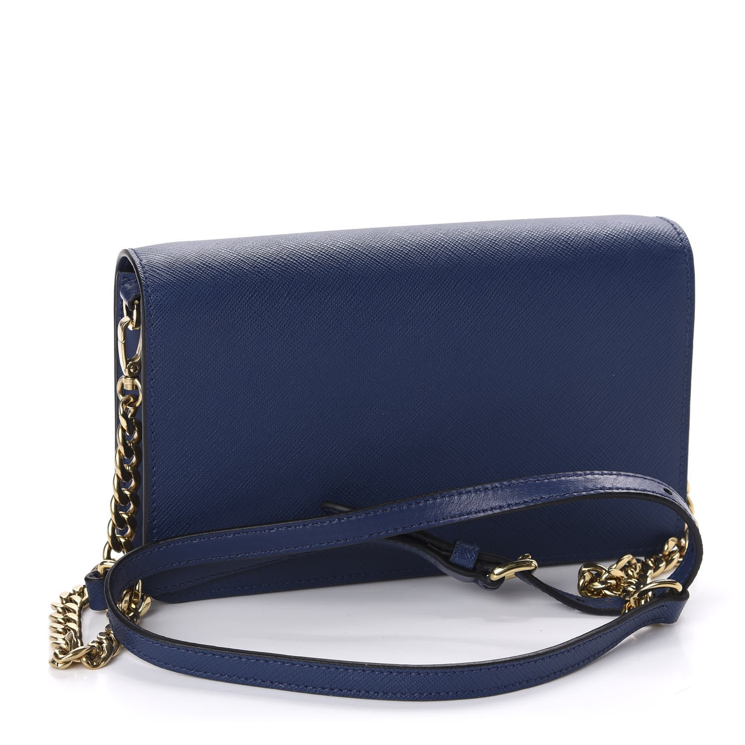 Prada Saffiano Soft Calf Chain Crossbody Bag Bluette 3 of 10