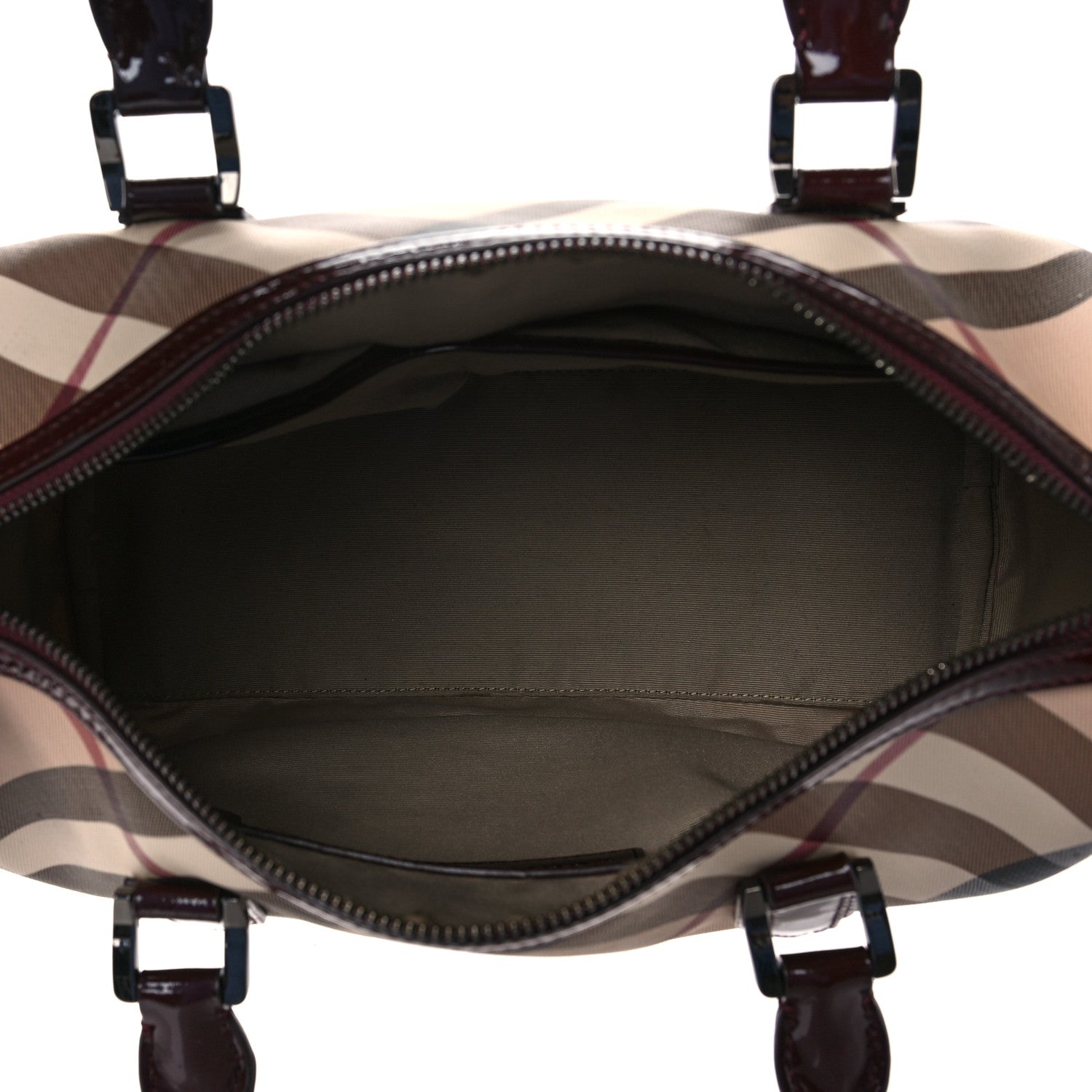 Burberry Nova Check Patent Small Chester Bowling Bag Dark Red 4 of 8