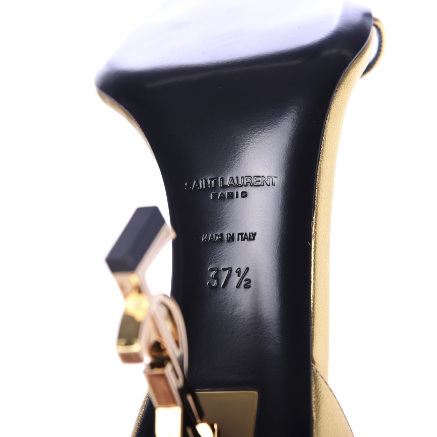 Saint Laurent Calfskin Opyum Sandals 37.5 Oro 7 of 9
