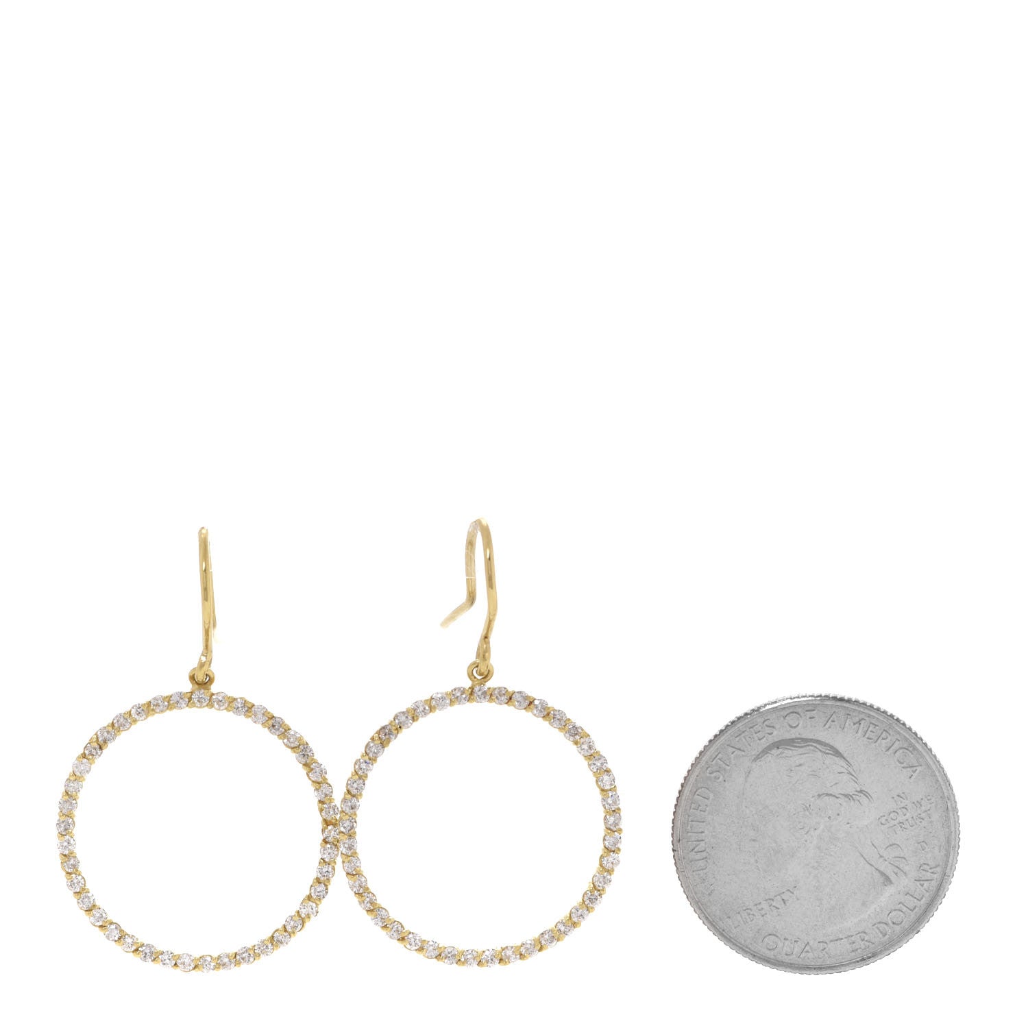 Jennifer Meyer 18K Yellow Gold Diamond Circle Drop Earrings 2 of 4