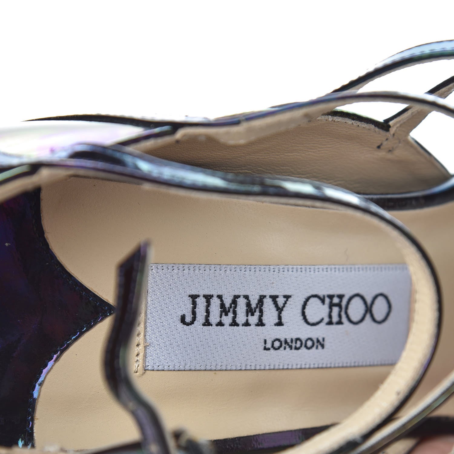 Jimmy Choo Patent Oil Slick Atlas Strappy Sandals 38.5 Petrol 6 of 12