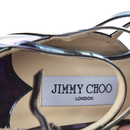 Jimmy Choo Patent Oil Slick Atlas Strappy Sandals 38.5 Petrol 6 of 12