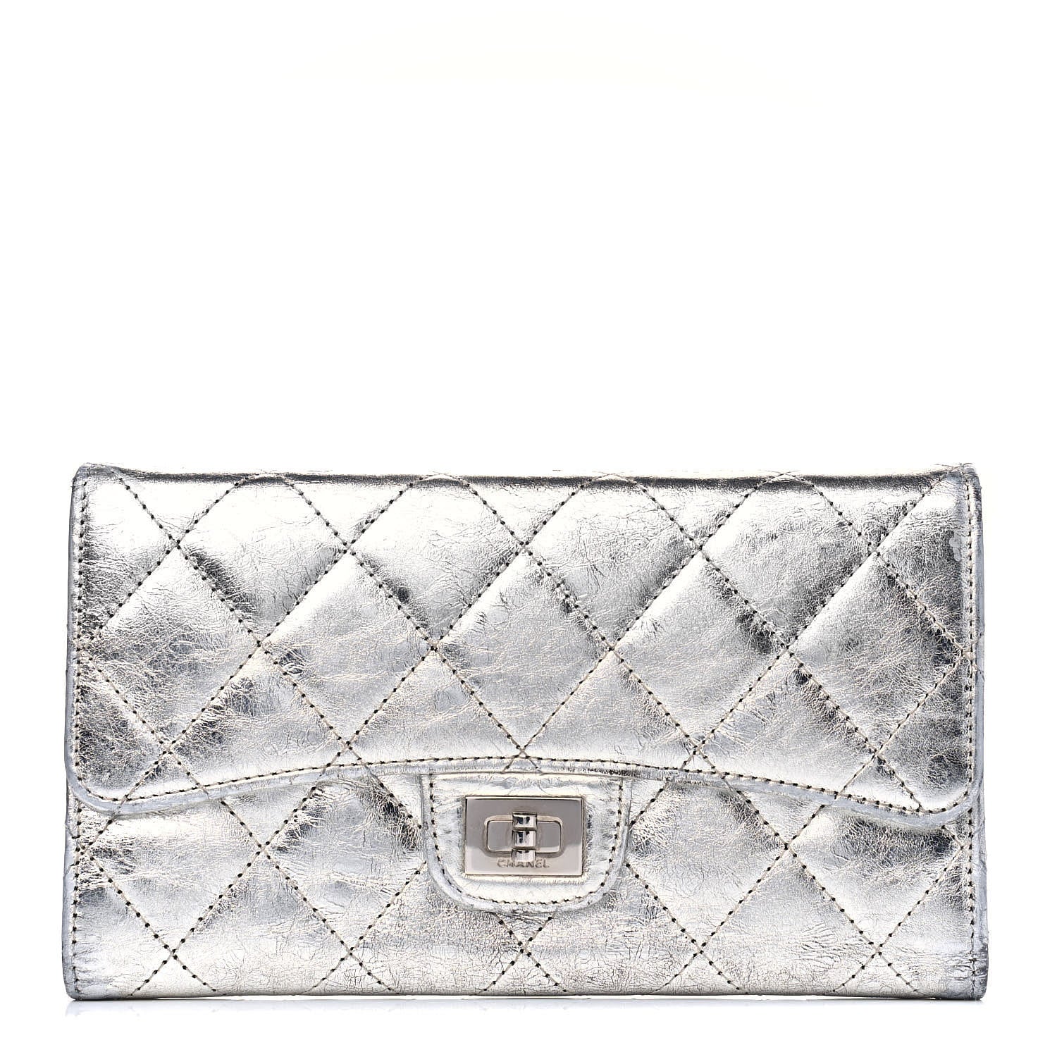 Chanel Metallic Aged Calfskin Quilted Reissue Long Flap Wallet Light Silver 1 of 15