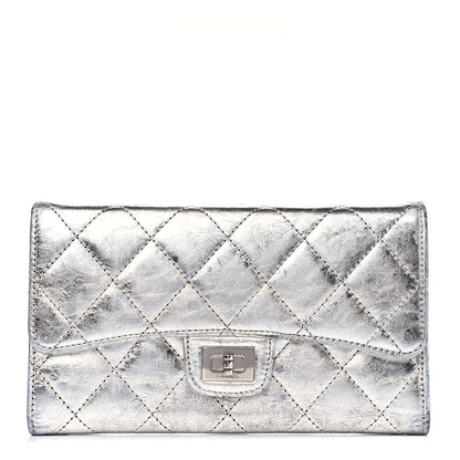 Chanel Metallic Aged Calfskin Quilted Reissue Long Flap Wallet Light Silver 1 of 15