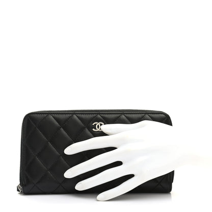 Chanel Lambskin Quilted Large Gusset Zip Around Wallet Black 2 of 10