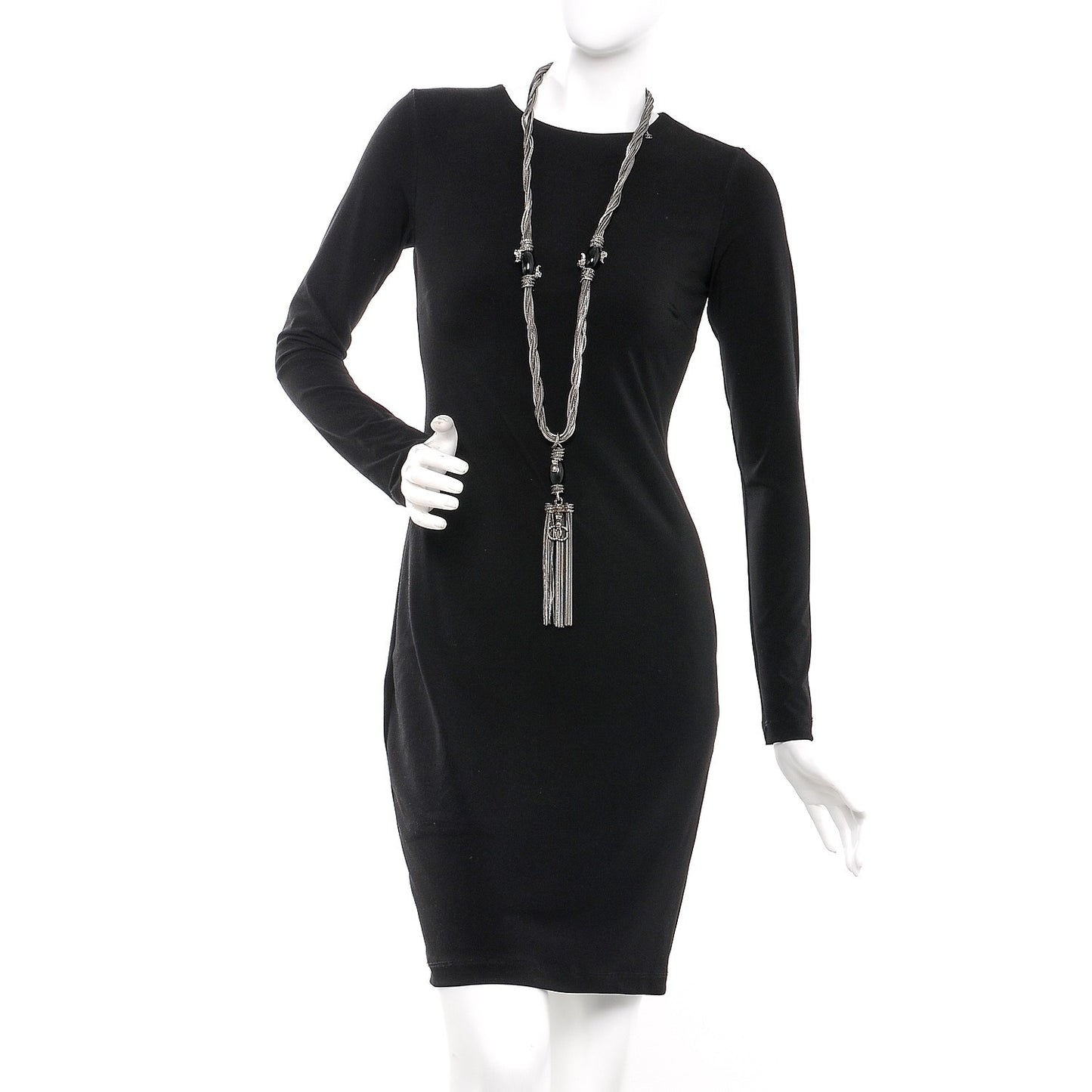 Ruthenium Enamel CC Tassel Chain Necklace