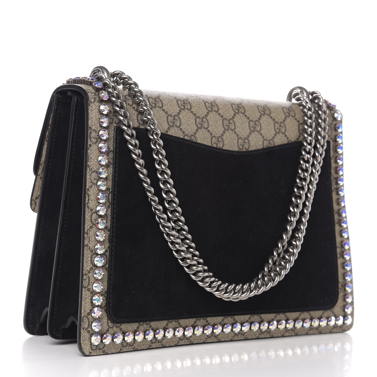 Gucci GG Supreme Monogram Crystal Medium Dionysus Shoulder Bag Black 2 of 10
