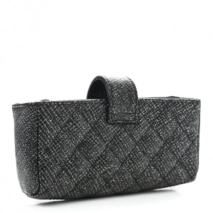 Chanel Glitter Calfskin Quilted Mini Phone Holder Clutch Black 3 of 10