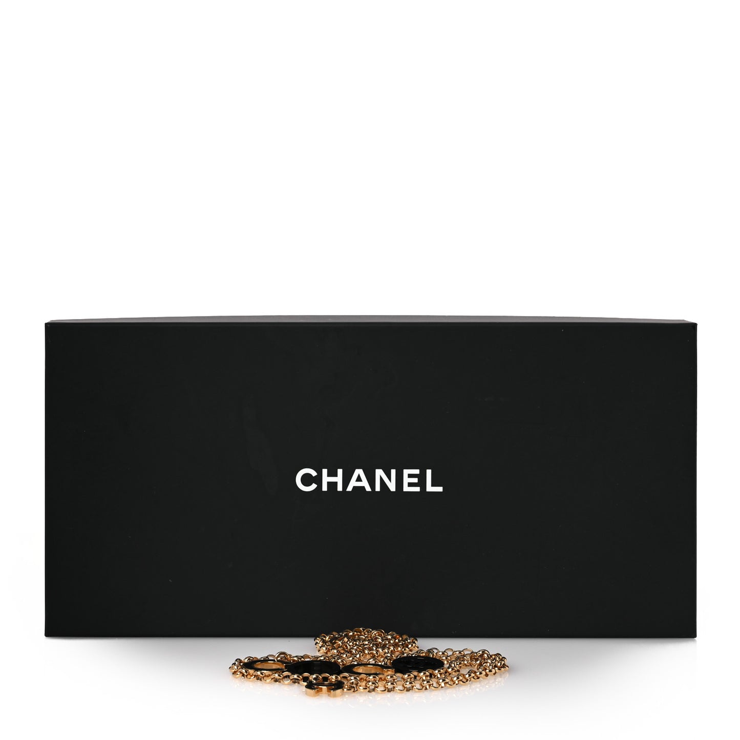 Lambskin Enamel CC Chain Belt Black
