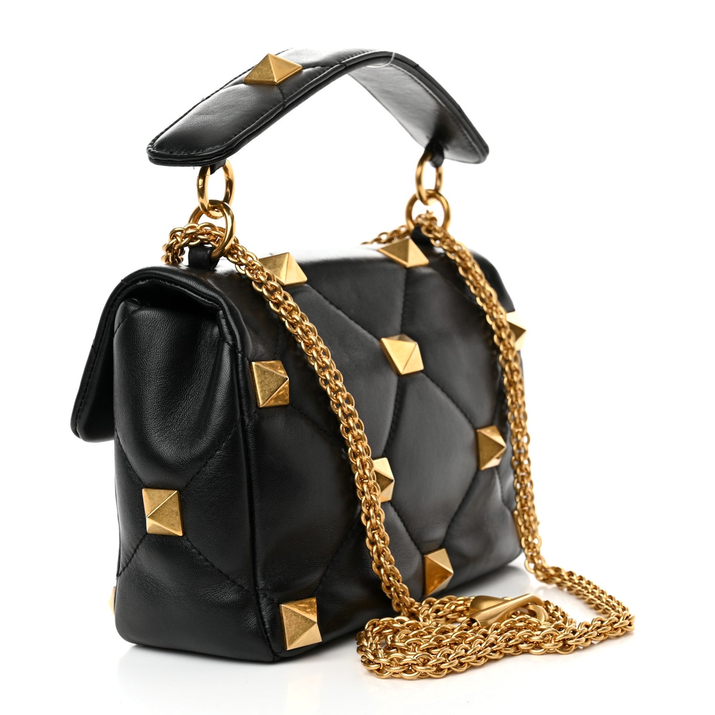 Nappa Medium Roman Stud Shoulder Bag Black