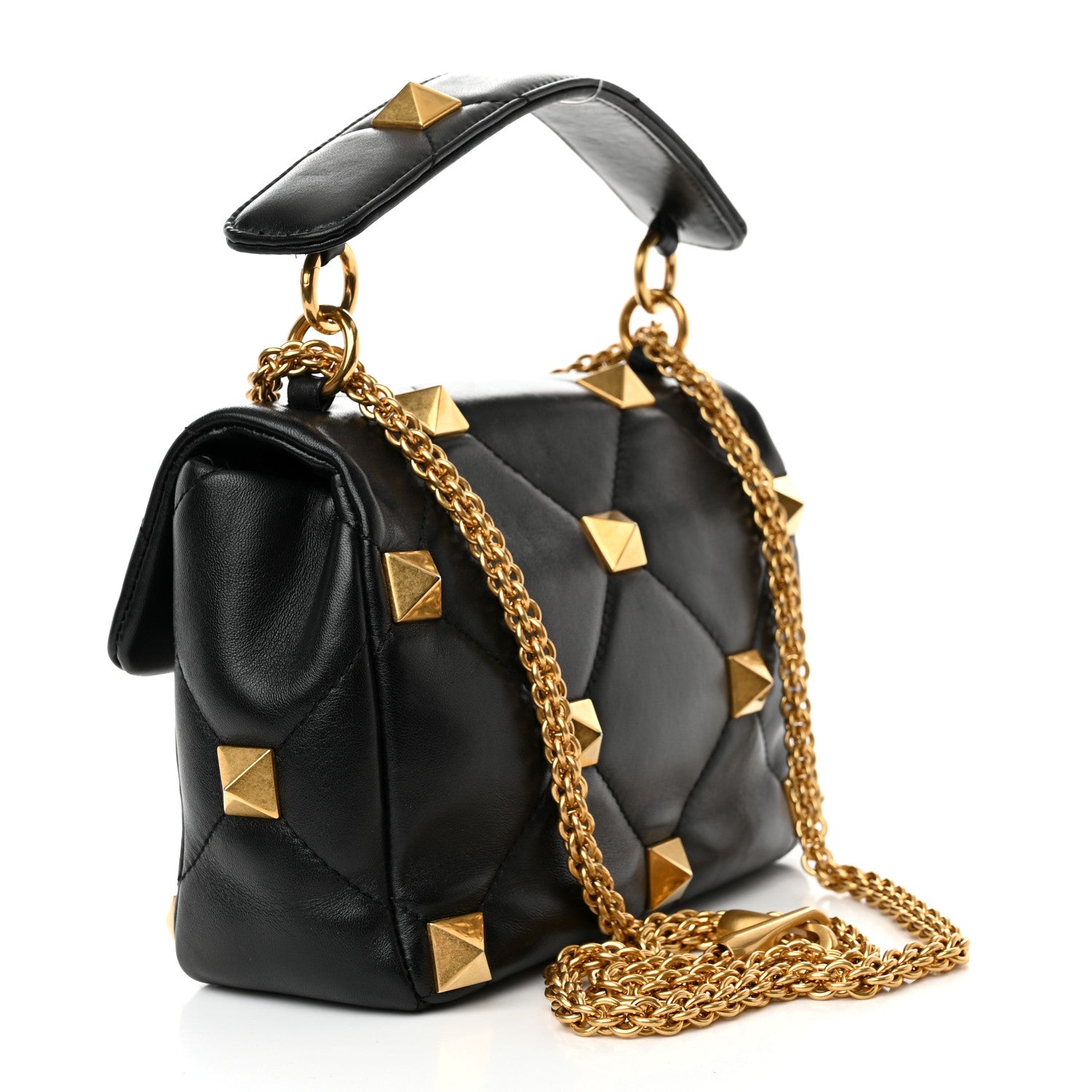 Valentino Garavani Nappa Medium Roman Stud Shoulder Bag Black 3 of 14