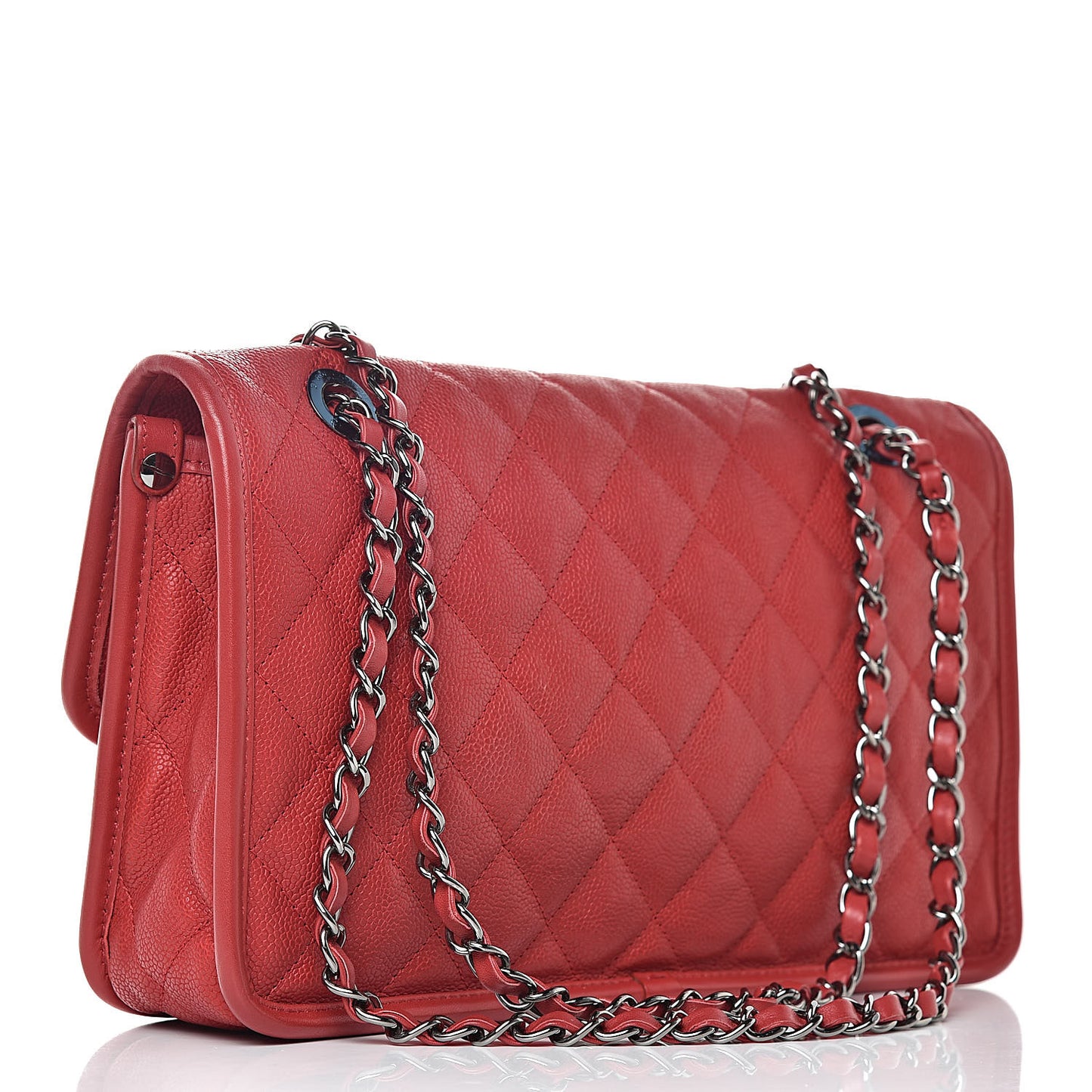 Caviar Quilted Medium French Riviera Flap Red