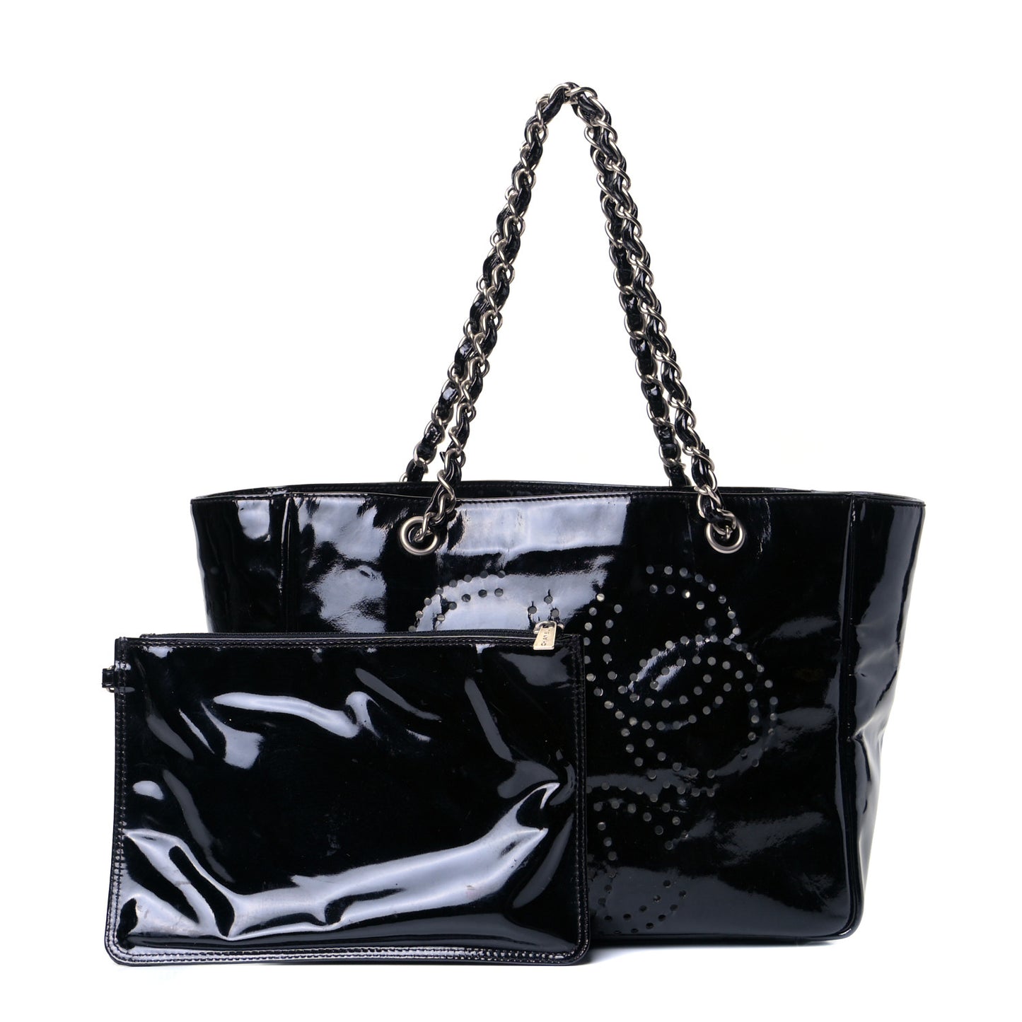 Patent Perforated CC Tote Black