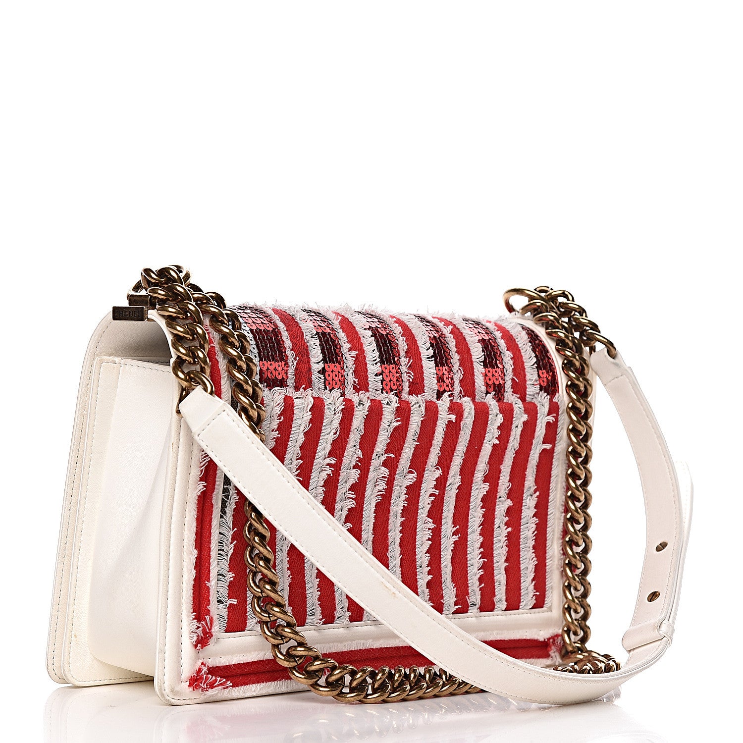 Chanel Sequin Canvas New Medium Cuba Boy Flap White Blue Red 3 of 20