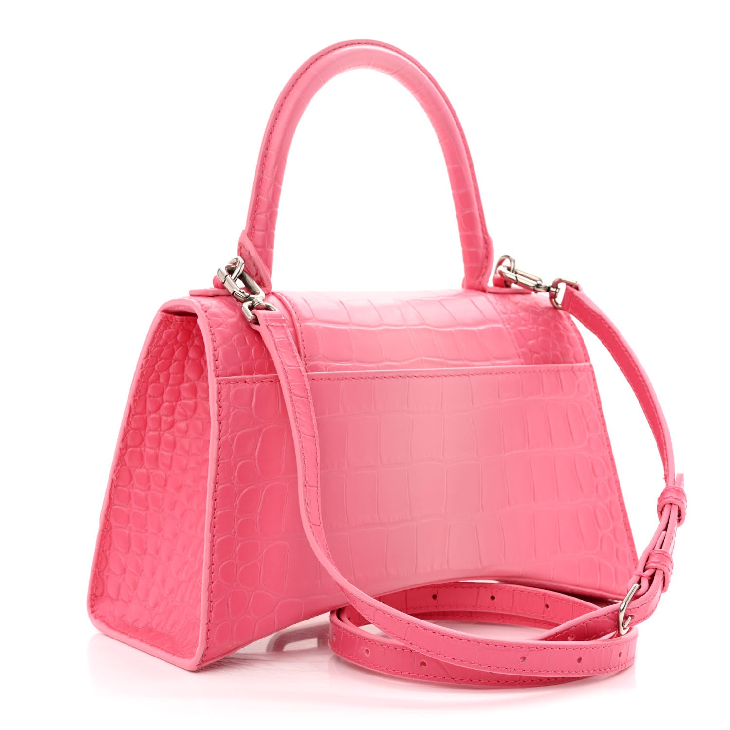 Balenciaga Calfskin Crocodile Embossed Degrade Small Hourglass Top Handle Bag Sweet Pink 3 of 12