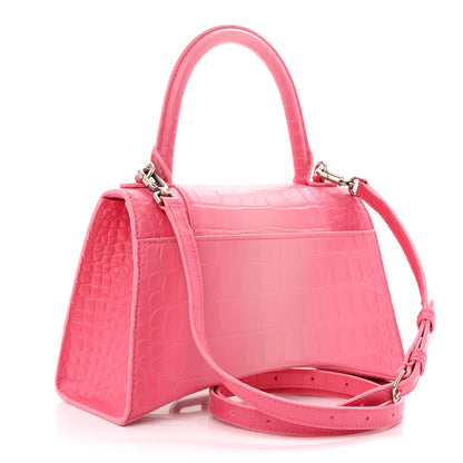 Balenciaga Calfskin Crocodile Embossed Degrade Small Hourglass Top Handle Bag Sweet Pink 3 of 12