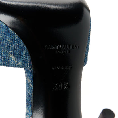 Saint Laurent Denim Monogram La 16 Mule Sandals 38.5 Blue Jeans 8 of 10