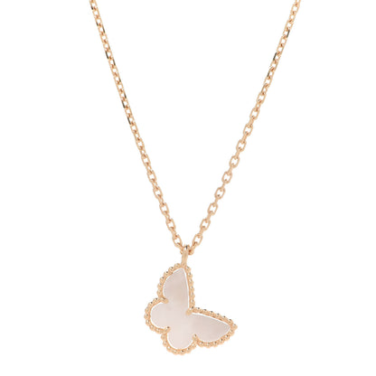 Van Cleef & Arpels 18K Yellow Gold Mother of Pearl Sweet Alhambra Butterfly Pendant Necklace 4 of 8