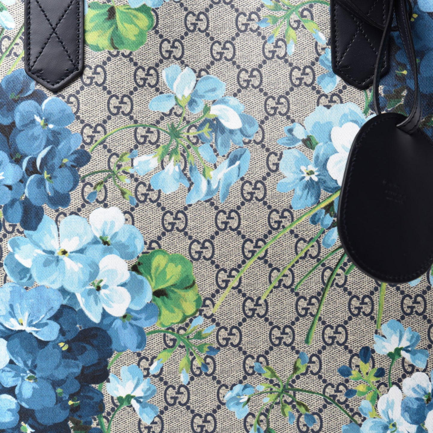 GG Supreme Monogram Blooms Medium Reversible Tote Beige Blue Navy