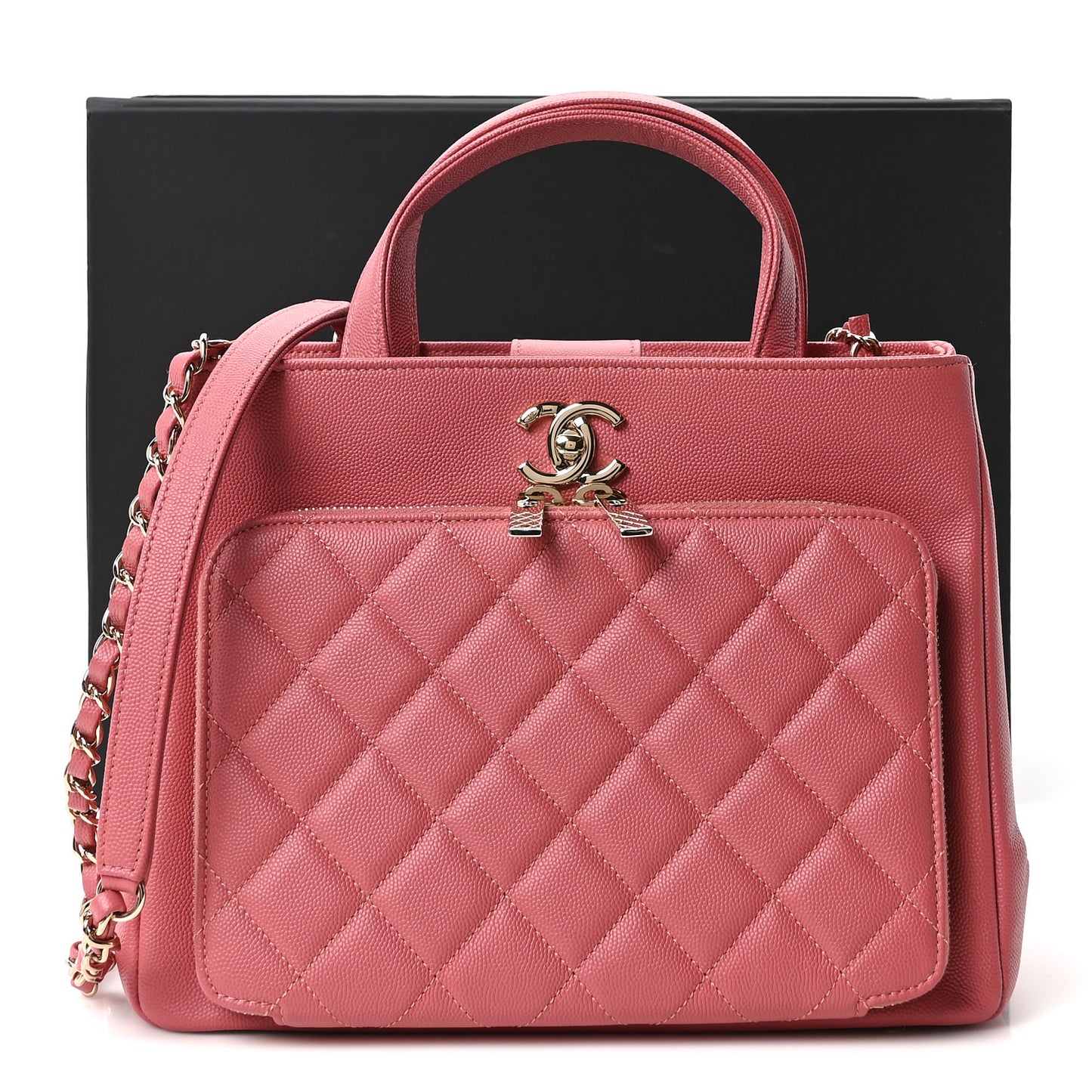 Caviar Quilted Small Business Affinity Shopping Bag Pink