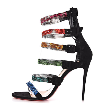 Christian Louboutin Veau Velours Raynibo Cage 110 Strappy Sandals 41 Black 1 of 7