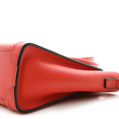 Celine Drummed Calfskin Nano Luggage Vermillion 10 of 10