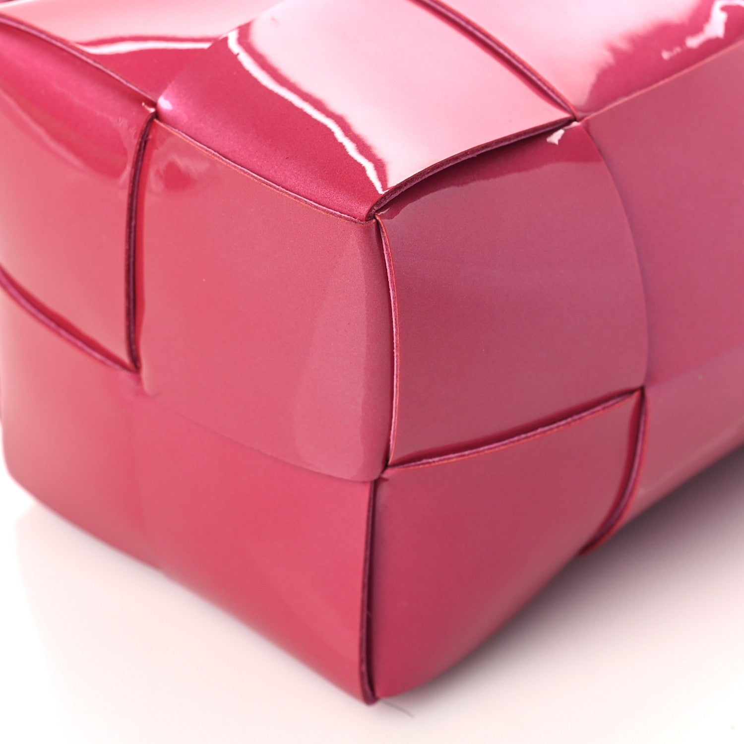 Bottega Veneta Patent Maxi Intrecciato Mini Cassette Bucket Bag Pink 9 of 9