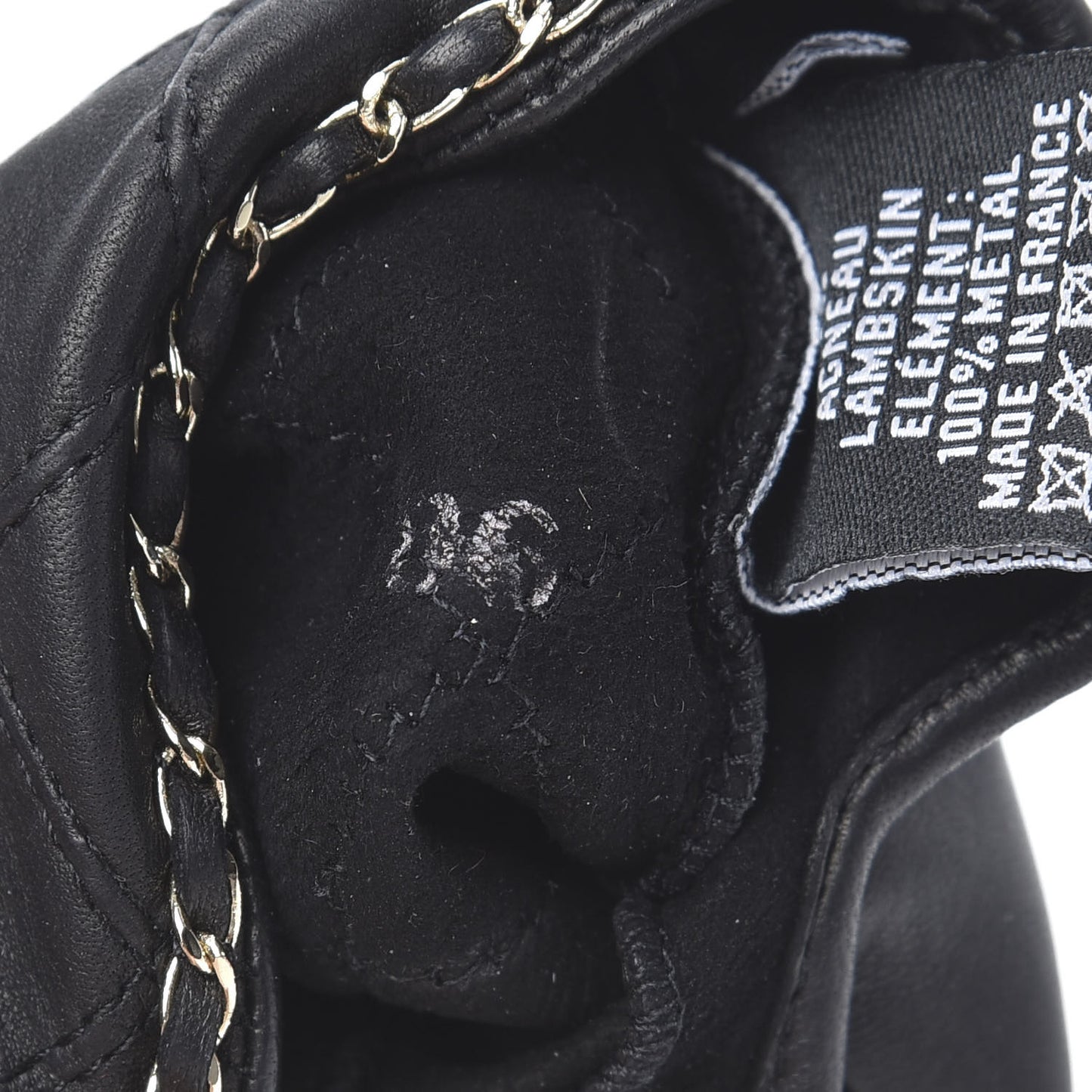Lambskin Fingerless Chain CC Gloves 7.5 Black
