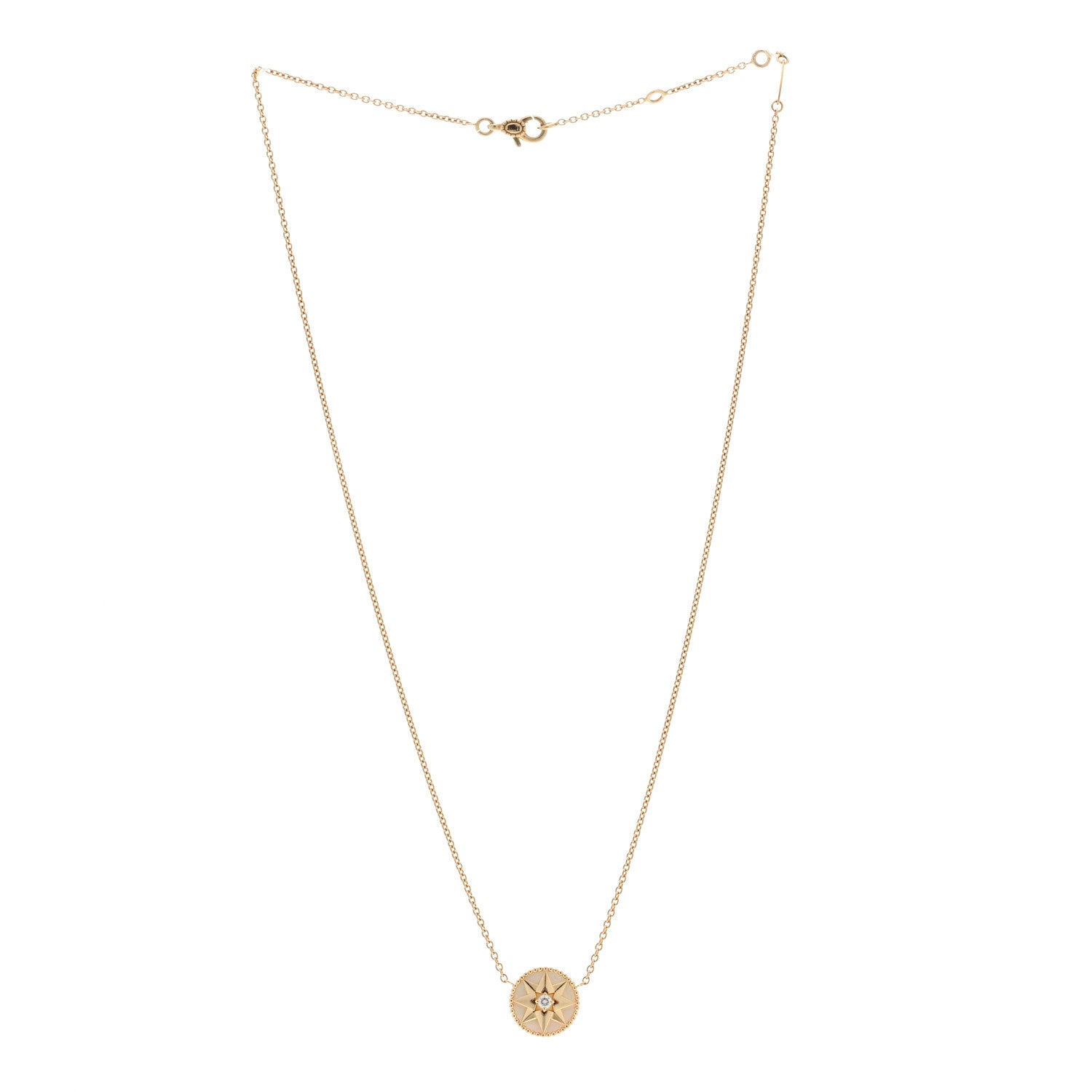 Christian Dior 18K Yellow Gold Diamond Mother of Pearl Rose Des Vents Necklace 3 of 6