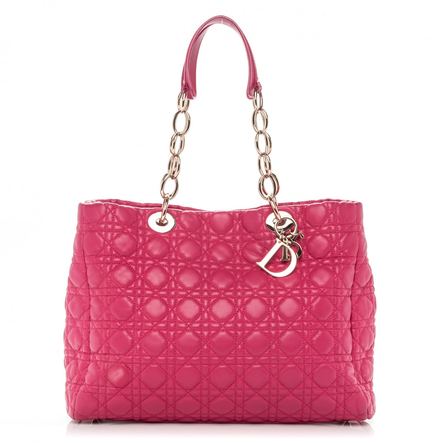 Lambskin Cannage Large Dior Soft Shopping Tote Fuchsia