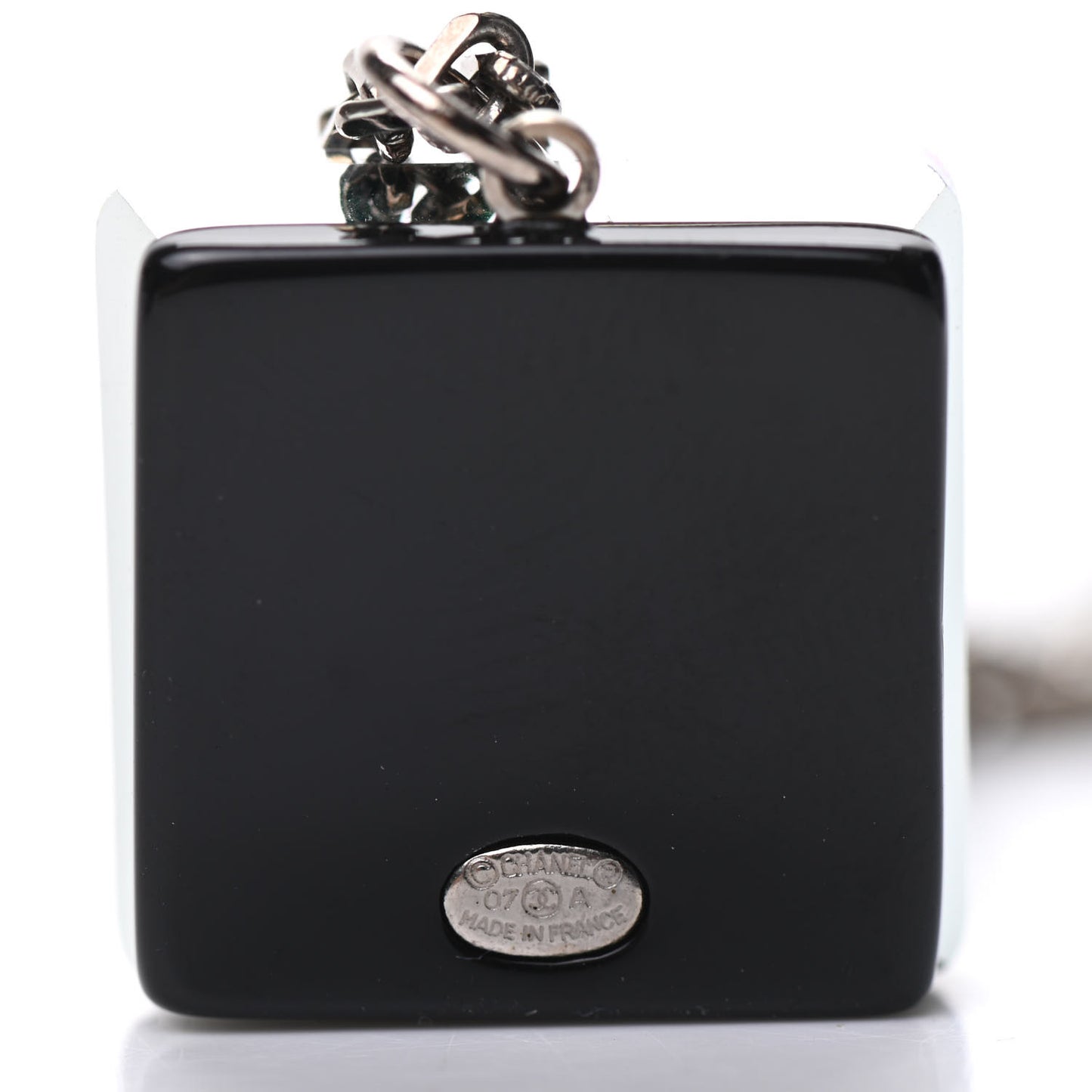 Lucite CC Square Charm Necklace