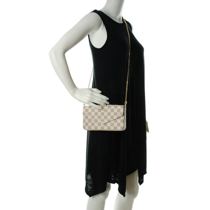 Louis Vuitton Damier Azur Pochette Felicie Chain Wallet Rose Ballerine 2 of 9