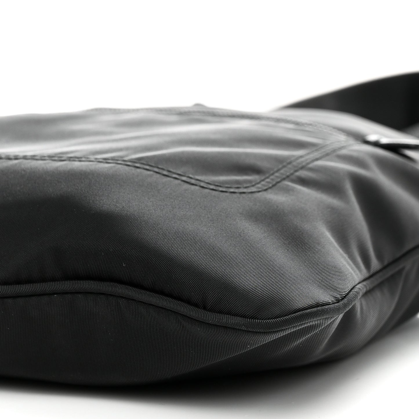 Nylon Saffiano Flat Messenger Bag Black
