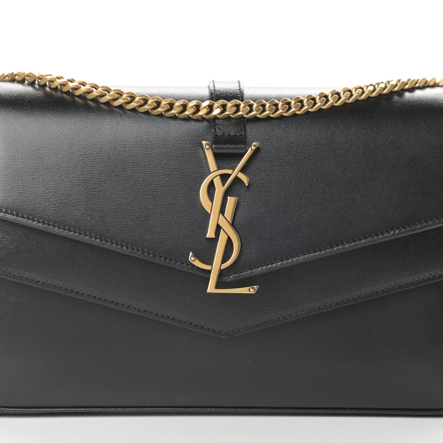 Saint Laurent Smooth Calfskin Sulpice Monogram Chain Wallet Black 8 of 11