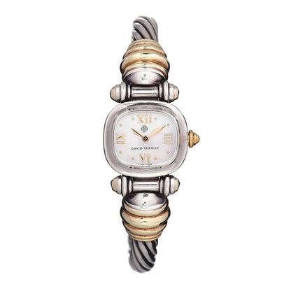 David Yurman Sterling Silver 14K Yellow Gold Mother of Pearl 21mm Classic Cable Quartz Watch 1 of 4
